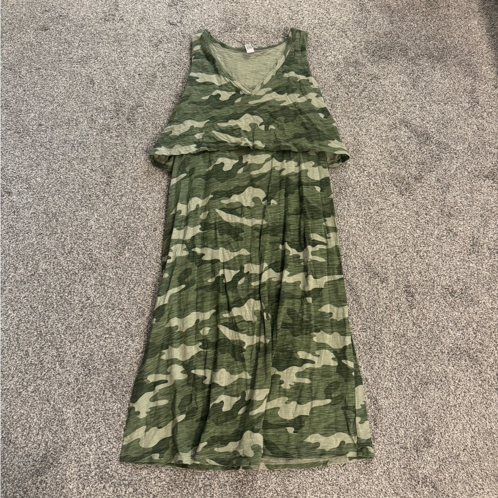 Old Navy Green Camo Maternity/Nursing Dress